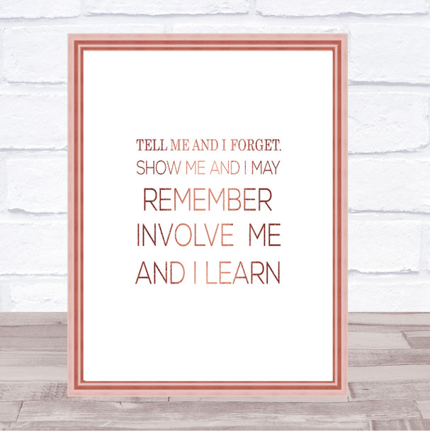 I Learn Quote Print Poster Rose Gold Wall Art