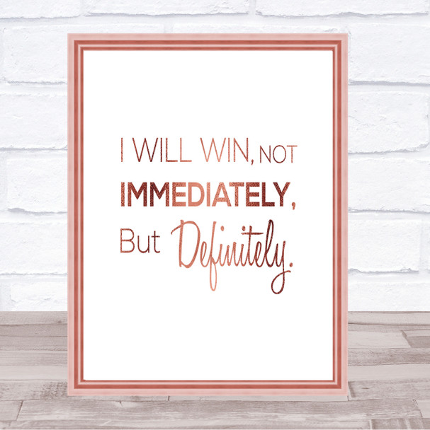 I Will Win Quote Print Poster Rose Gold Wall Art
