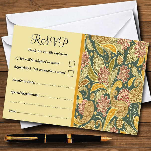 Green Yellow Orange Vintage Personalized RSVP Cards