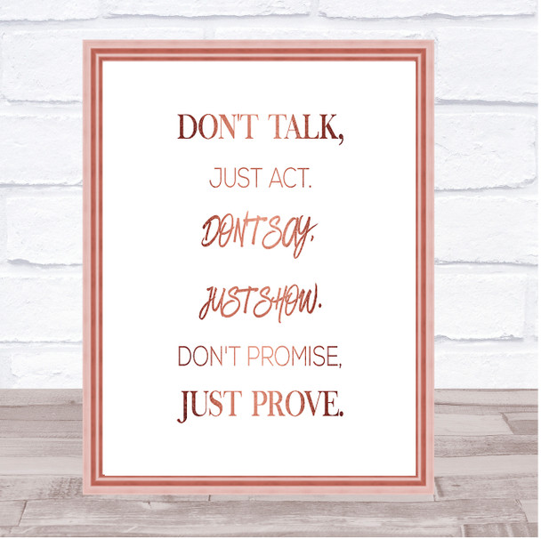 Just Act Quote Print Poster Rose Gold Wall Art