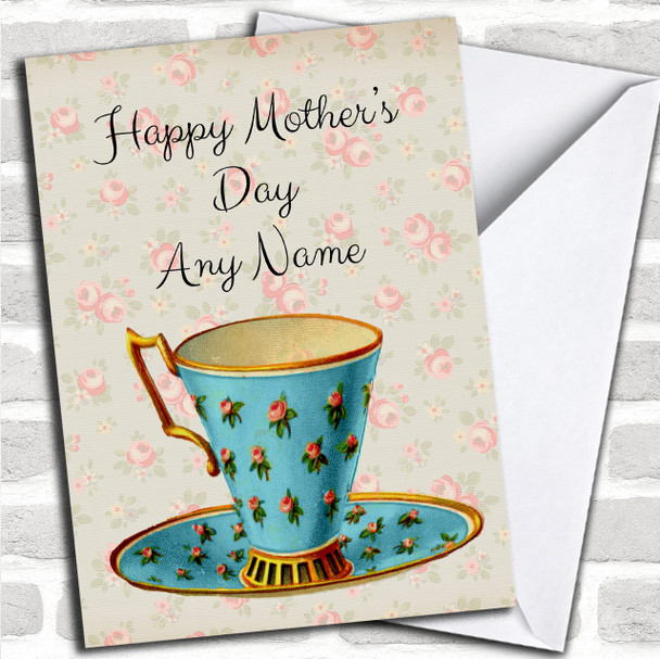 Shabby Chic Vintage Floral Teacup Personalized Mother's Day Card