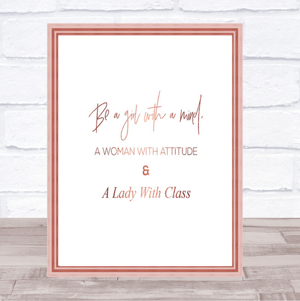 Lady With Class Quote Print Poster Rose Gold Wall Art