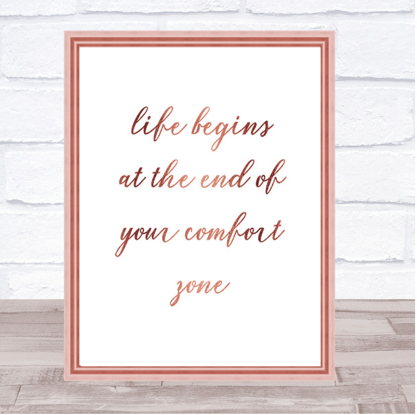 Life Begins Quote Print Poster Rose Gold Wall Art