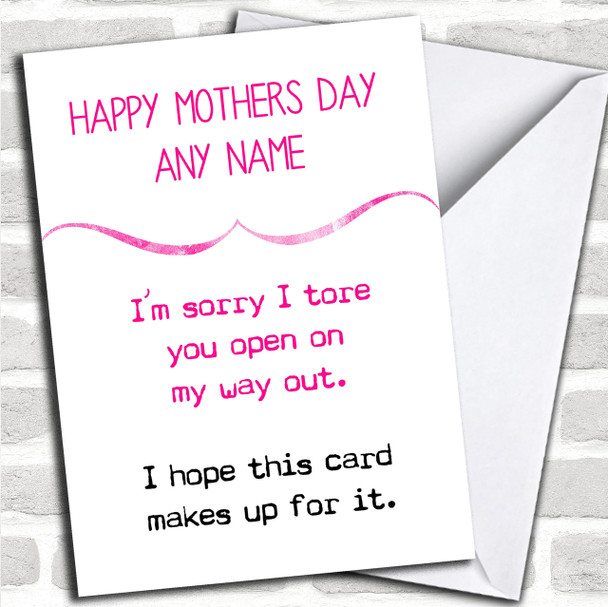 Funny Rude Sorry You Tore Personalized Mothers Day Card