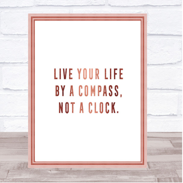 Live Your Life Quote Print Poster Rose Gold Wall Art