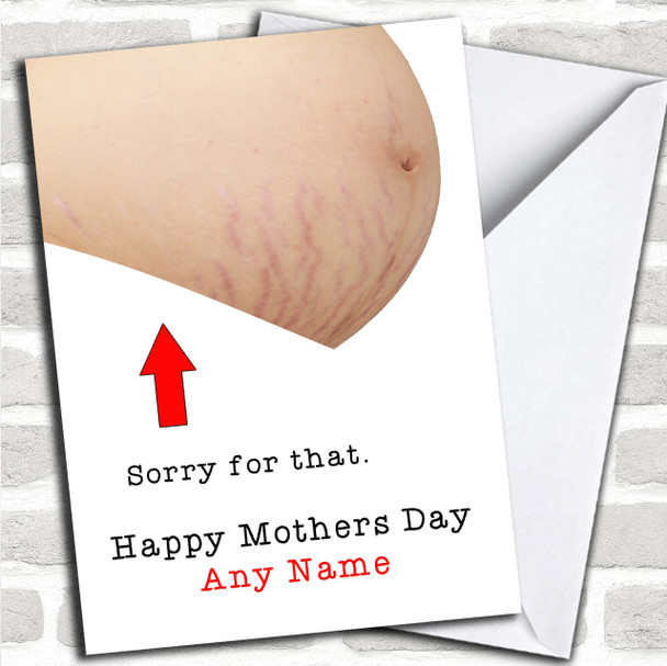 Funny Rude Sorry For Your Tummy Personalized Mothers Day Card