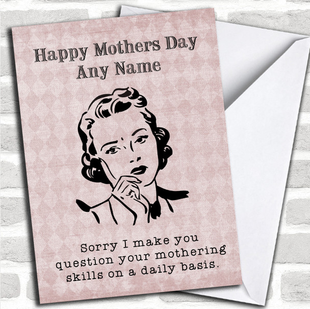 Funny Question Mothering Skills Personalized Mothers Day Card