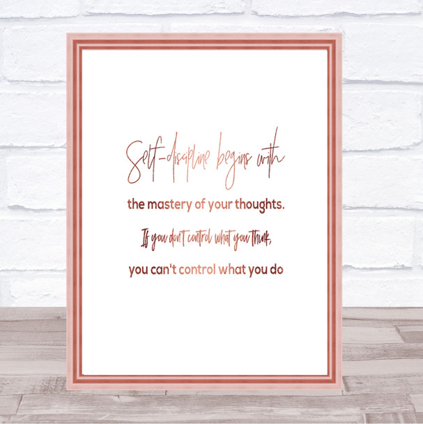 Mastery Of Your Thoughts Quote Print Poster Rose Gold Wall Art