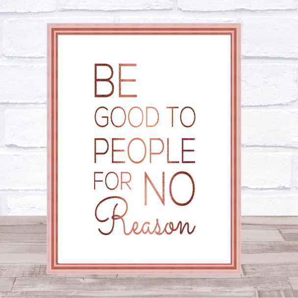 Be Good Quote Print Poster Rose Gold Wall Art