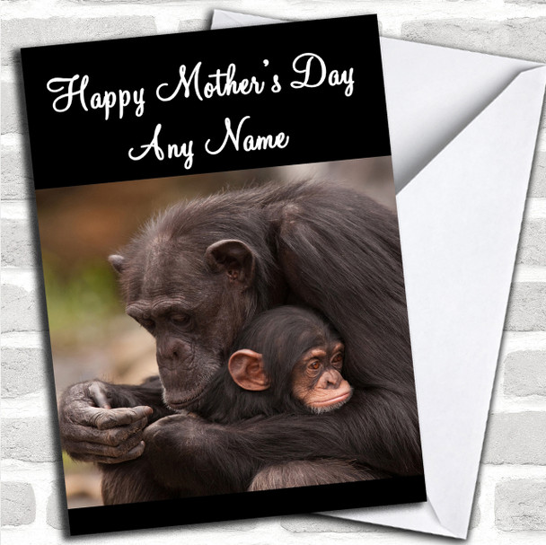 Baby Monkey Cuddling Mum Personalized Mother's Day Card