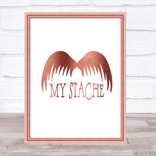 Mustache Word Art Quote Print Poster Rose Gold Wall Art