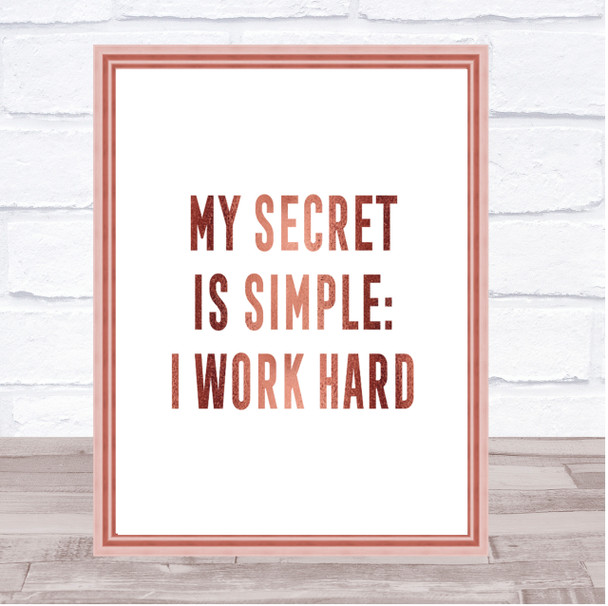 My Secret Quote Print Poster Rose Gold Wall Art