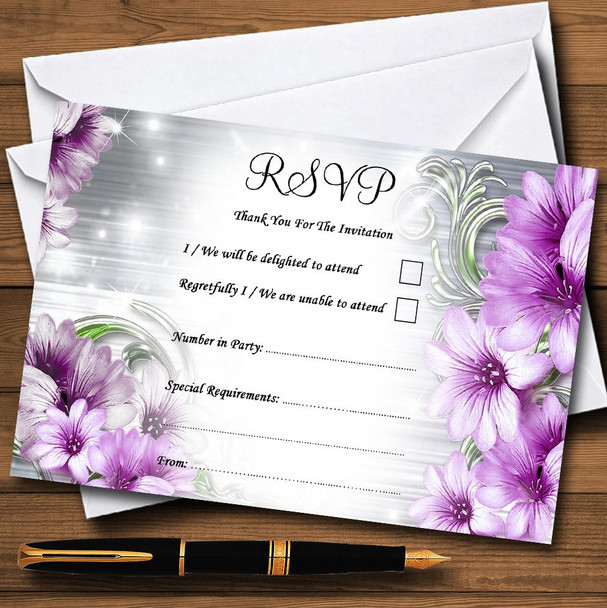 Purple Heart Flowers Personalized RSVP Cards