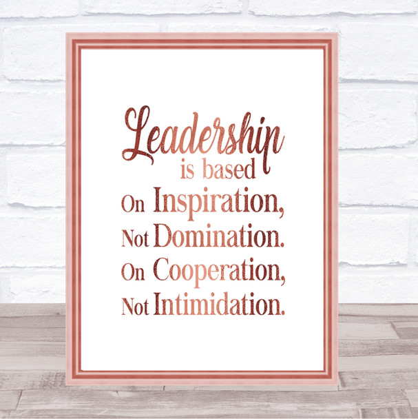 Not Intimidation Quote Print Poster Rose Gold Wall Art