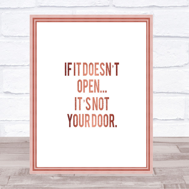 Not Your Door Quote Print Poster Rose Gold Wall Art