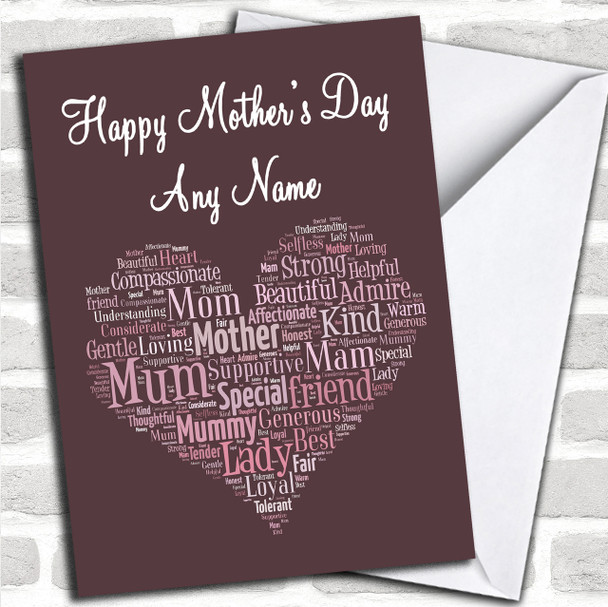 Love Heart Word Art Personalized Mother's Day Card