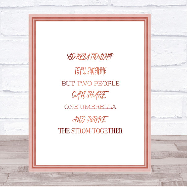 One Umbrella Quote Print Poster Rose Gold Wall Art