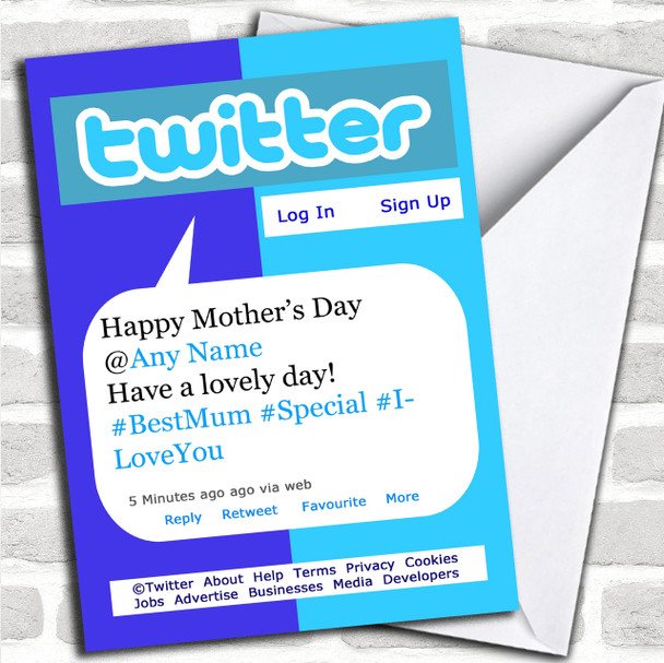 Funny Joke Spoof Twitter Tweet Personalized Mother's Day Card