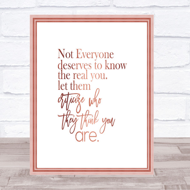 Real You Quote Print Poster Rose Gold Wall Art