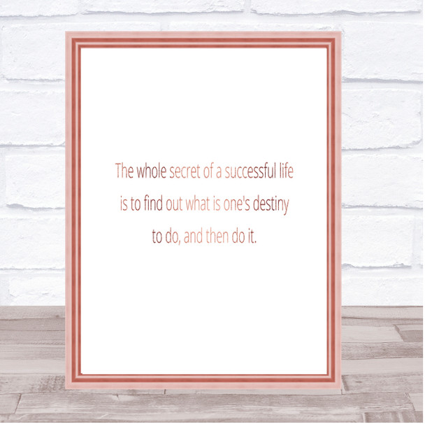 Secret Of Successful Life Quote Print Poster Rose Gold Wall Art