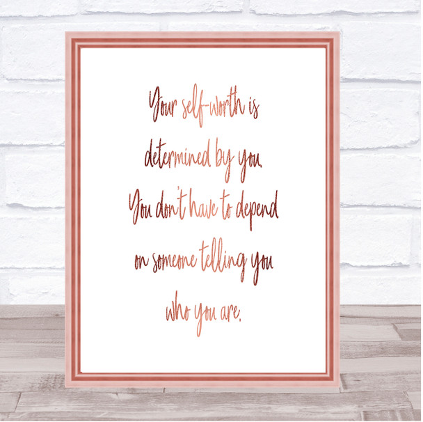 Self Worth Quote Print Poster Rose Gold Wall Art