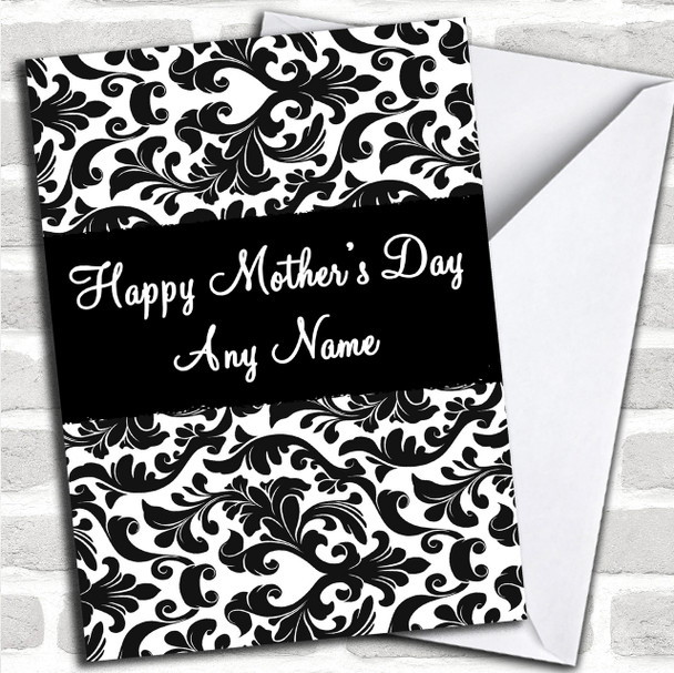 Black & White Damask Personalized Mother's Day Card