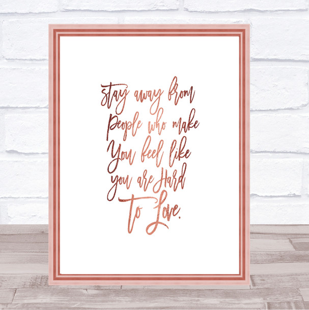Stay Away Quote Print Poster Rose Gold Wall Art