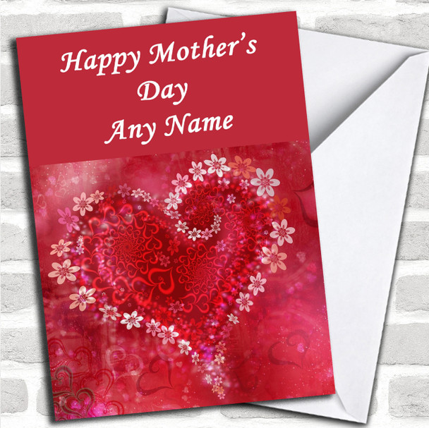 Red Flower Love Heart Personalized Mother's Day Card