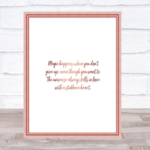 Stubborn Heart Quote Print Poster Rose Gold Wall Art