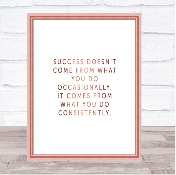 Success Quote Print Poster Rose Gold Wall Art