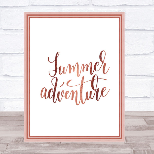 Summer Adventure Quote Print Poster Rose Gold Wall Art