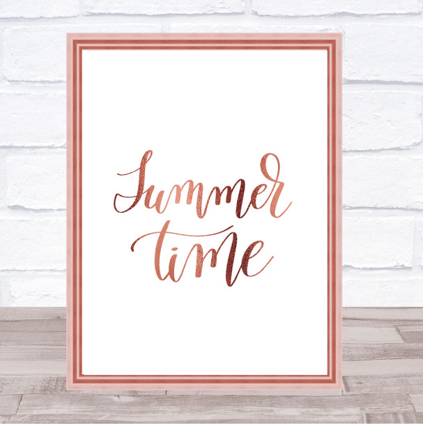 Summertime Quote Print Poster Rose Gold Wall Art