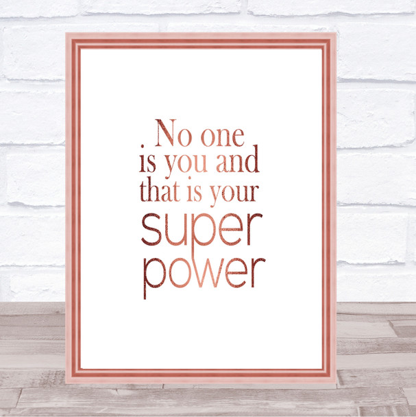 Super Power Quote Print Poster Rose Gold Wall Art