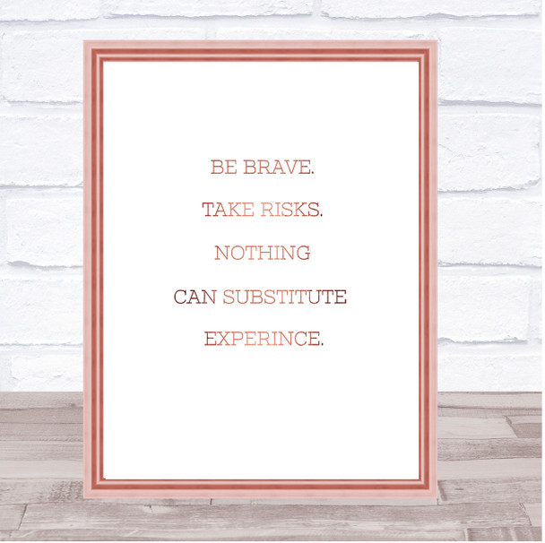Take Risks Quote Print Poster Rose Gold Wall Art