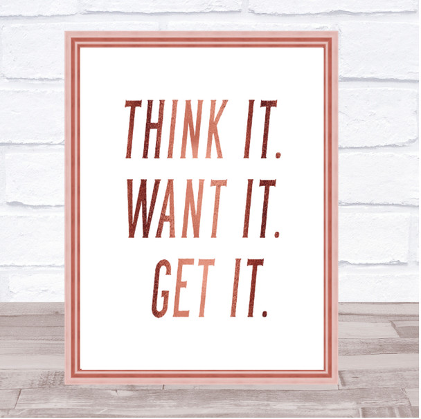 Think It Quote Print Poster Rose Gold Wall Art Think It Quote Print Poster Rose Gold Wall Art