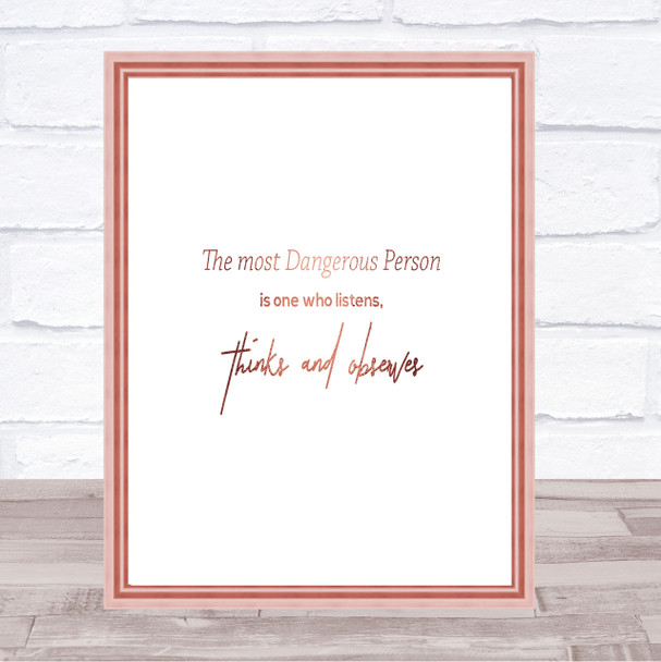 Thinks And Observes Quote Print Poster Rose Gold Wall Art