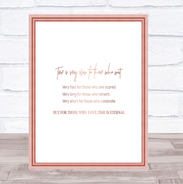 Time Is Slow Quote Print Poster Rose Gold Wall Art