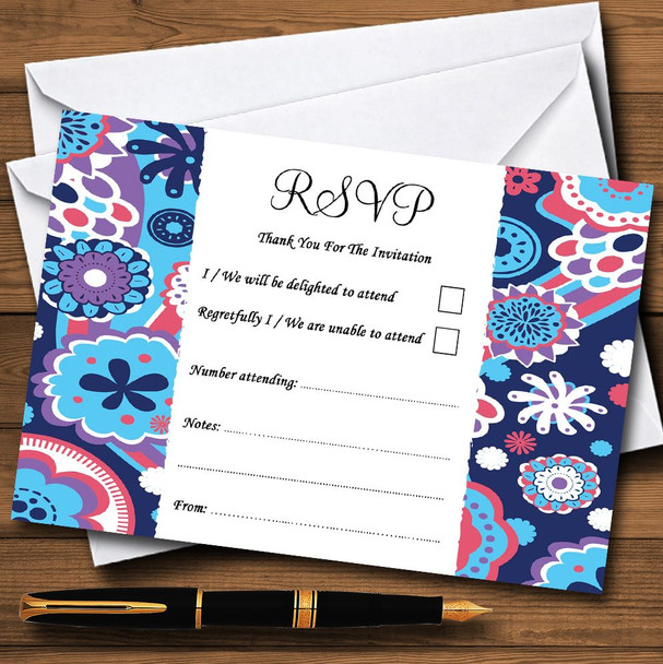 Retro Hippy Hippie Personalized RSVP Cards