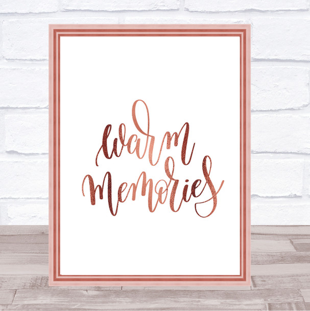 Warm Memories Swirl Quote Print Poster Rose Gold Wall Art