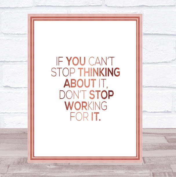 Working For It Quote Print Poster Rose Gold Wall Art