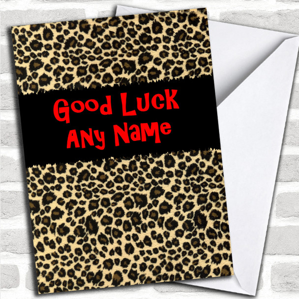 Leopard Print Personalized Good Luck Card