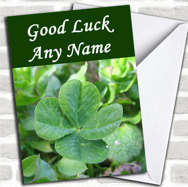 Four Leaf Clover Personalized Good Luck Card