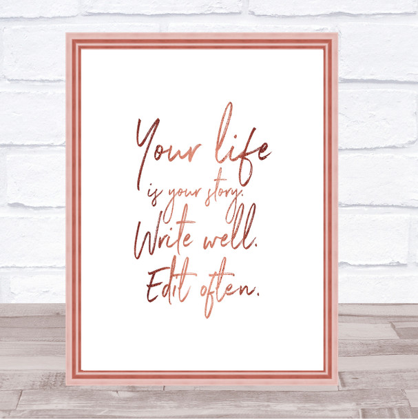 Your Life Quote Print Poster Rose Gold Wall Art