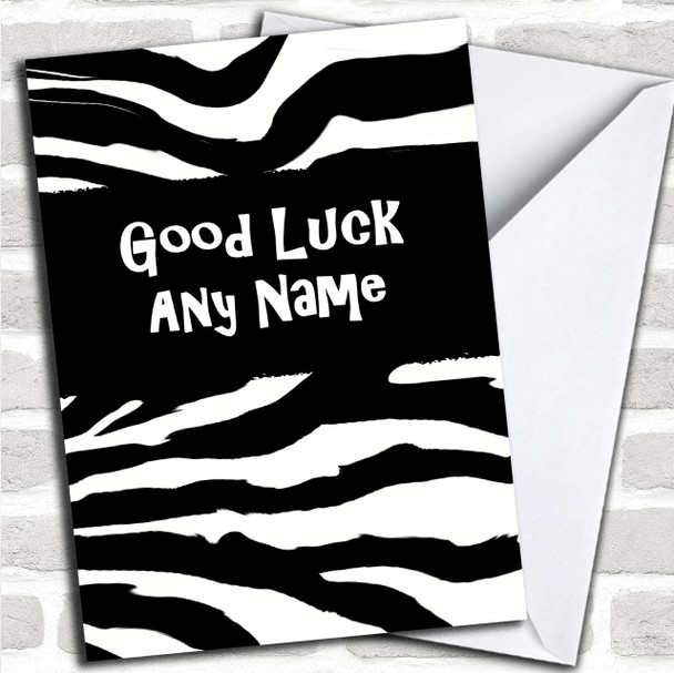 Zebra Print Personalized Good Luck Card