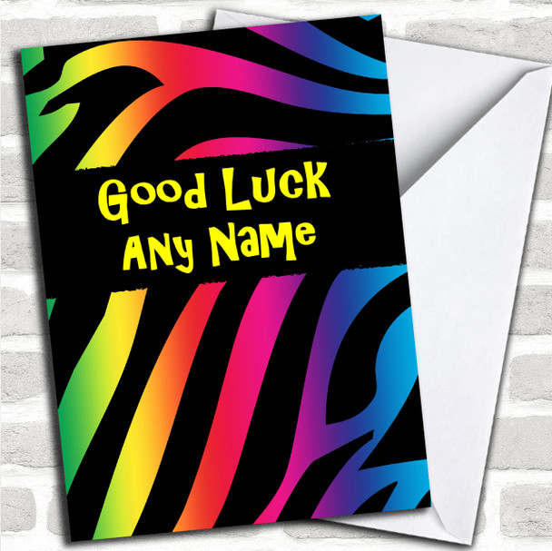 Tiger Animal Print Personalized Good Luck Card