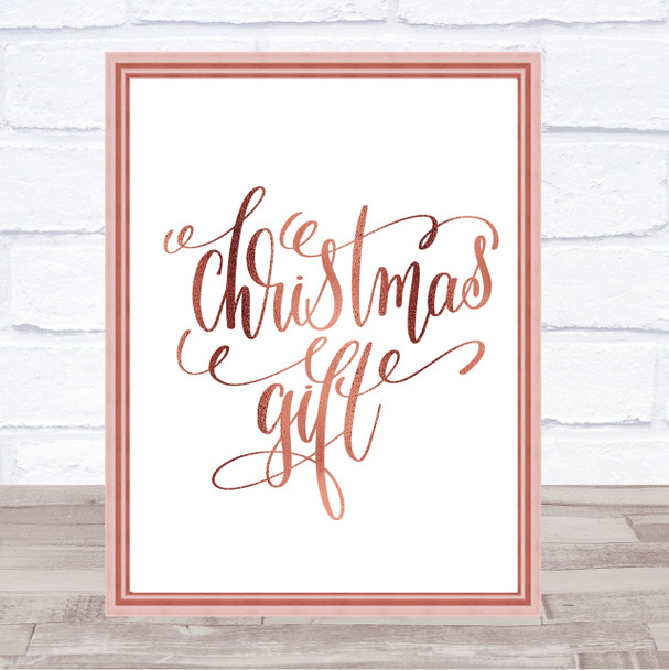 Christmas Gift Quote Print Poster Rose Gold Wall Art