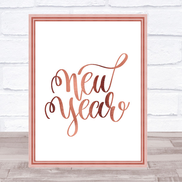 Christmas New Year Quote Print Poster Rose Gold Wall Art