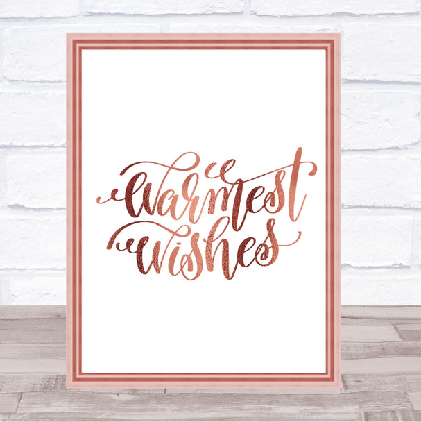 Christmas Warmest Wishes Quote Print Poster Rose Gold Wall Art