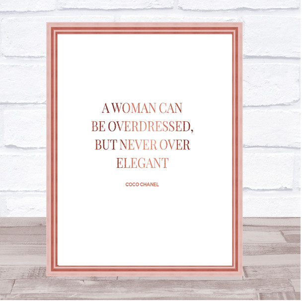 Coco Chanel Over Elegant Quote Print Poster Rose Gold Wall Art