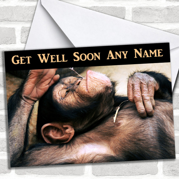 Relaxing Monkey Personalized Get Well Soon Card